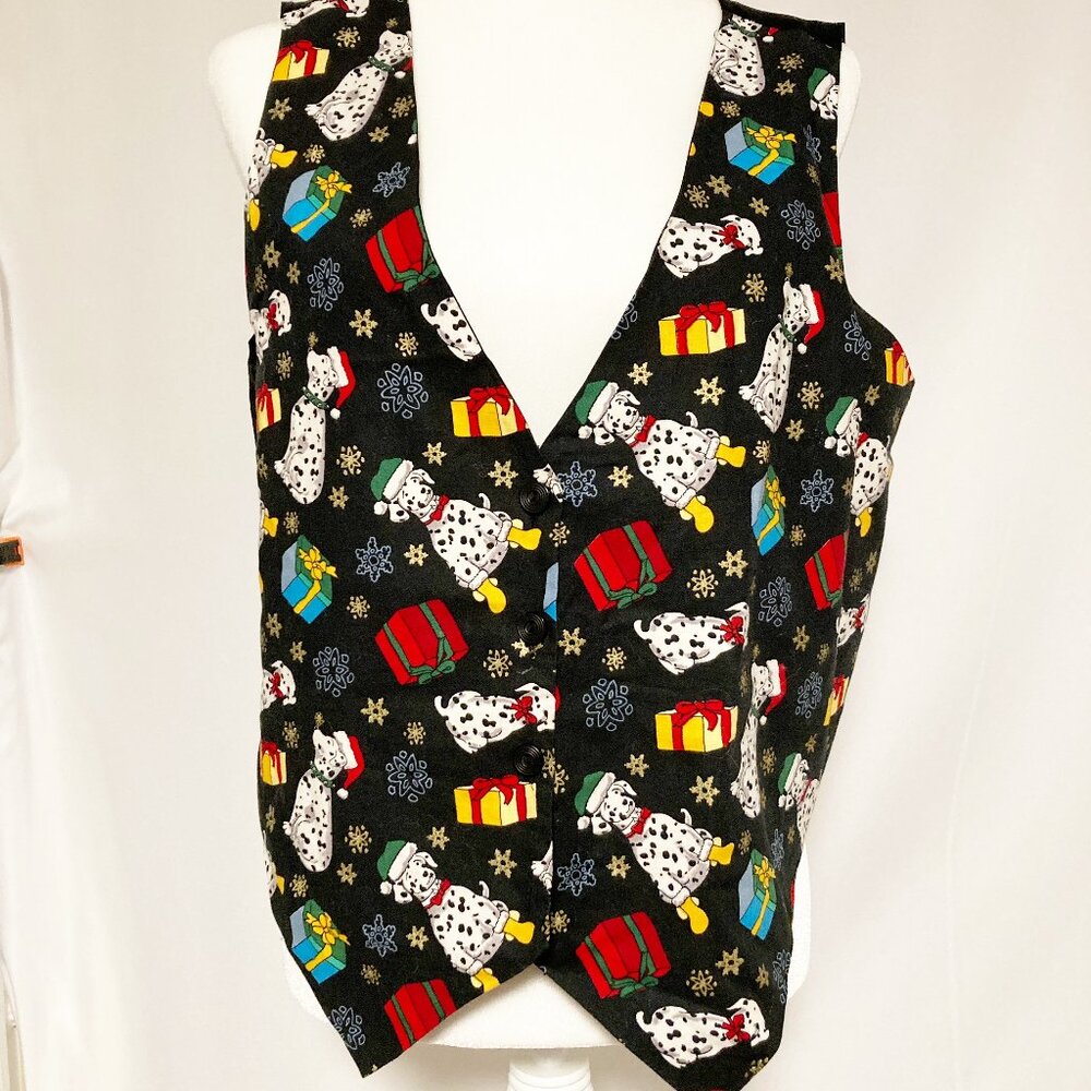 Vintage Nutcracker Christmas Vest Waistcoat Dalmation Print Size L